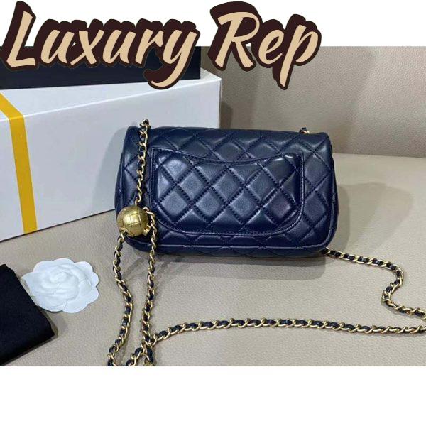 Replica Chanel Women Flap Bag in Lambskin Leather-Navy 5