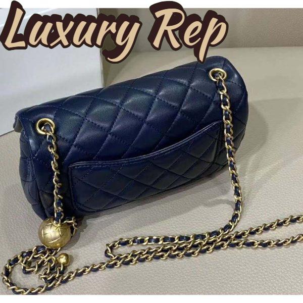 Replica Chanel Women Flap Bag in Lambskin Leather-Navy 6