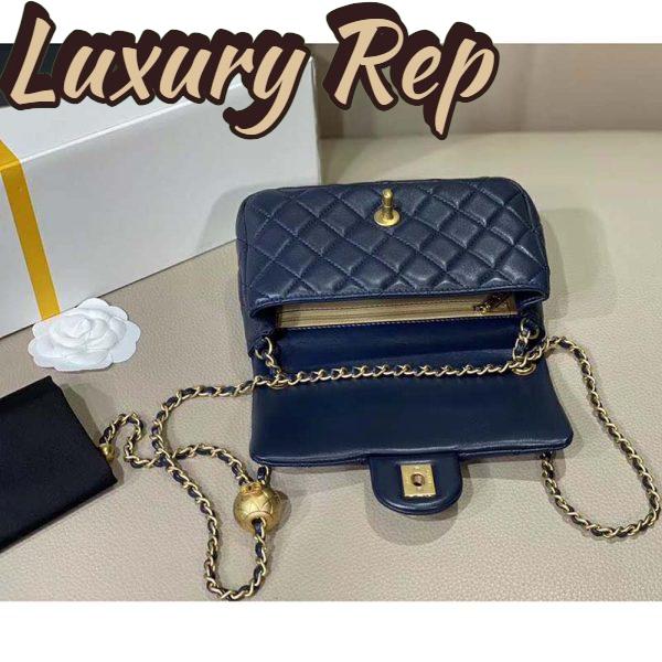 Replica Chanel Women Flap Bag in Lambskin Leather-Navy 7
