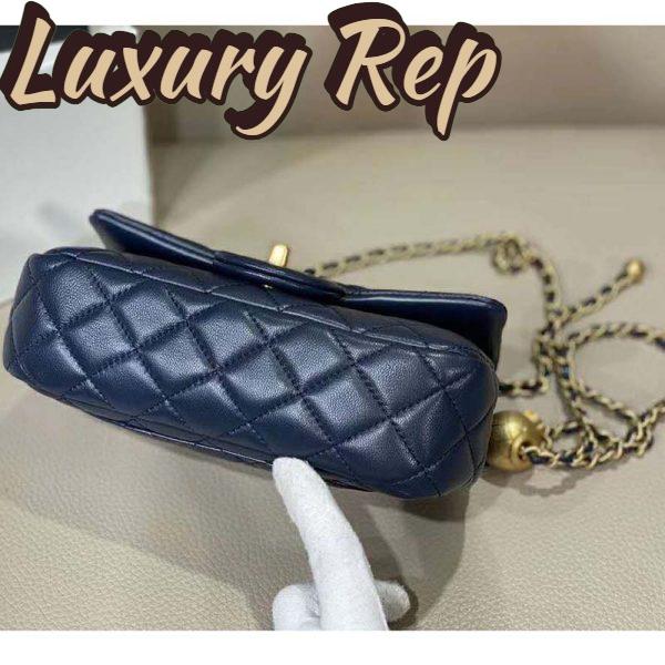 Replica Chanel Women Flap Bag in Lambskin Leather-Navy 12