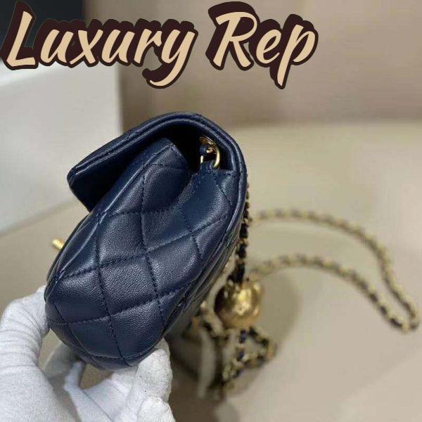 Replica Chanel Women Flap Bag in Lambskin Leather-Navy 14