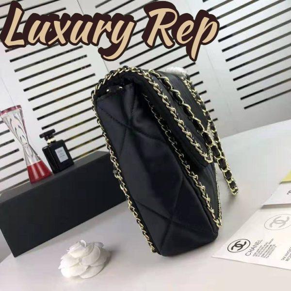 Replica Chanel Women Flap Bag in Satin Leather-Black 4