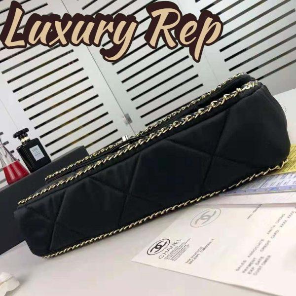 Replica Chanel Women Flap Bag in Satin Leather-Black 6