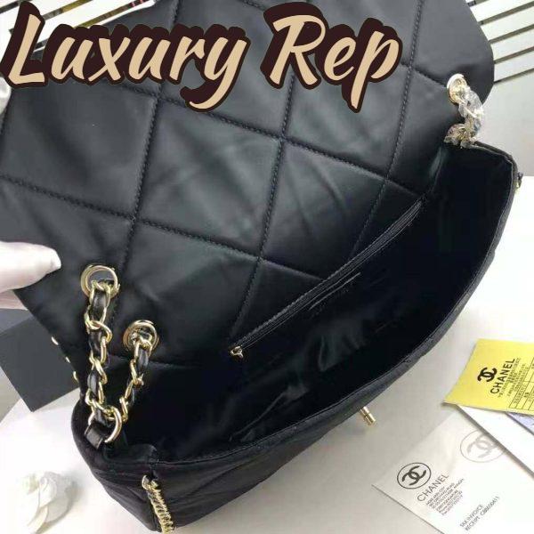 Replica Chanel Women Flap Bag in Satin Leather-Black 8