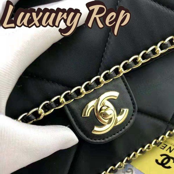 Replica Chanel Women Flap Bag in Satin Leather-Black 9