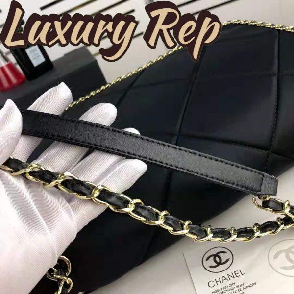 Replica Chanel Women Flap Bag in Satin Leather-Black 11