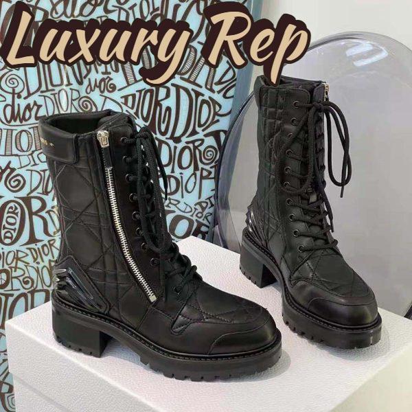 Replica Dior Women D-Leader Ankle Boot Black Quilted Cannage Calfskin 3