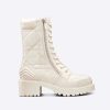 Replica Dior Women D-Leader Ankle Boot White Quilted Cannage Calfskin