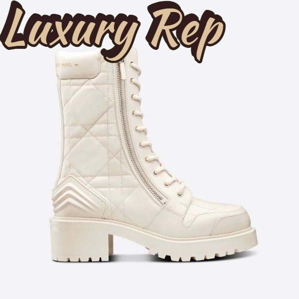 Replica Dior Women D-Leader Ankle Boot White Quilted Cannage Calfskin 2