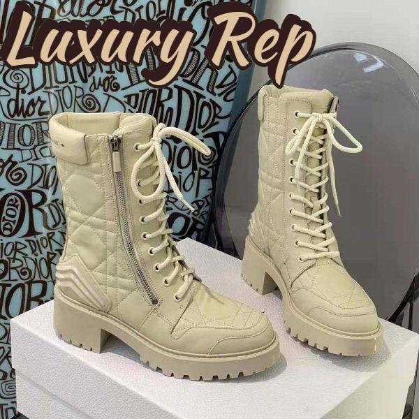 Replica Dior Women D-Leader Ankle Boot White Quilted Cannage Calfskin 3