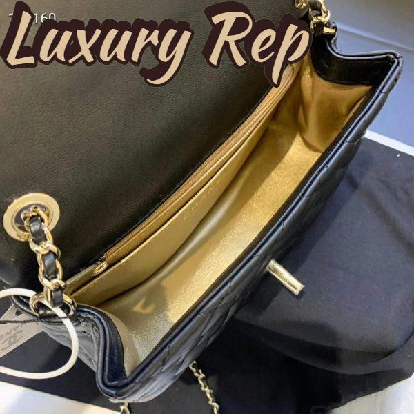 Replica Chanel Women Flap Bag Lambskin & Gold-Tone Metal-Black 9