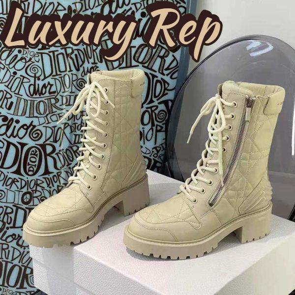 Replica Dior Women D-Leader Ankle Boot White Quilted Cannage Calfskin 5