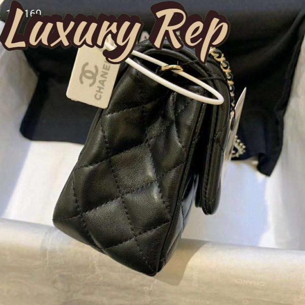 Replica Chanel Women Flap Bag Lambskin & Gold-Tone Metal-Black 10