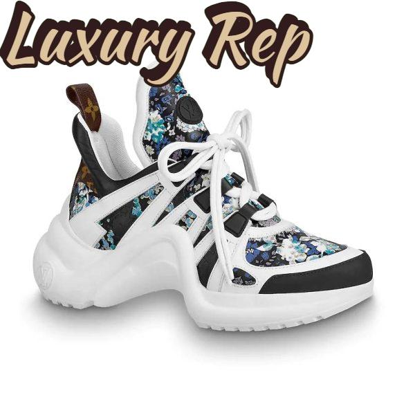 Replica Louis Vuitton LV Unisex LV Archlight Sneaker in Flower-Print Calf Leather-Blue