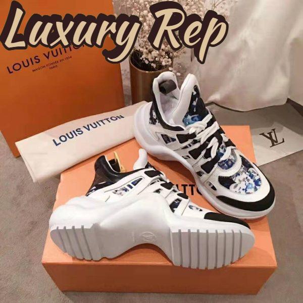 Replica Louis Vuitton LV Unisex LV Archlight Sneaker in Flower-Print Calf Leather-Blue 3