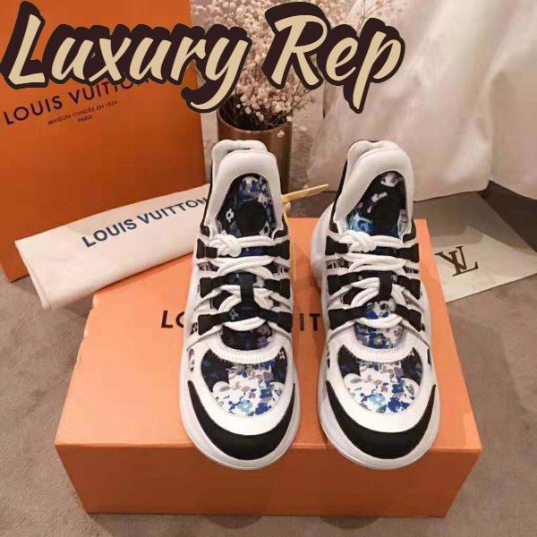 Replica Louis Vuitton LV Unisex LV Archlight Sneaker in Flower-Print Calf Leather-Blue 4