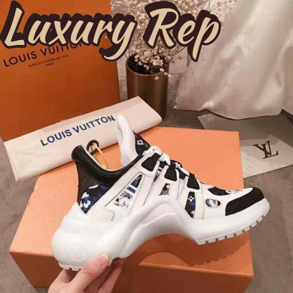 Replica Louis Vuitton LV Unisex LV Archlight Sneaker in Flower-Print Calf Leather-Blue 6