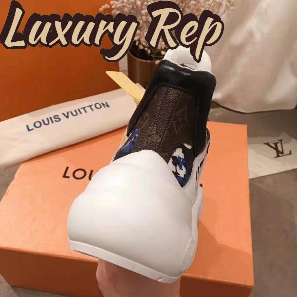 Replica Louis Vuitton LV Unisex LV Archlight Sneaker in Flower-Print Calf Leather-Blue 7