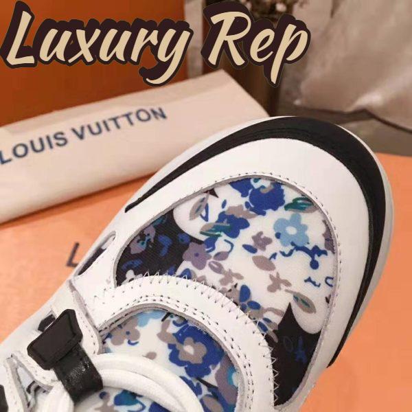 Replica Louis Vuitton LV Unisex LV Archlight Sneaker in Flower-Print Calf Leather-Blue 9