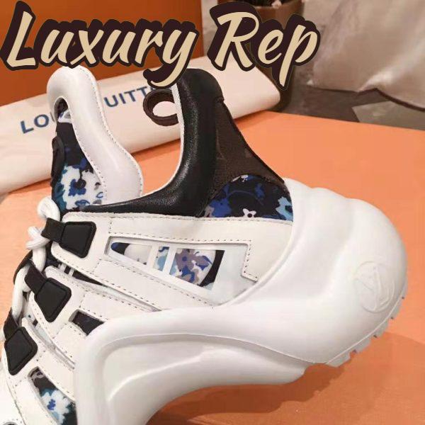 Replica Louis Vuitton LV Unisex LV Archlight Sneaker in Flower-Print Calf Leather-Blue 10