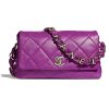 Replica Chanel Women Flap Bag Lambskin & Gold-Tone Metal Purple