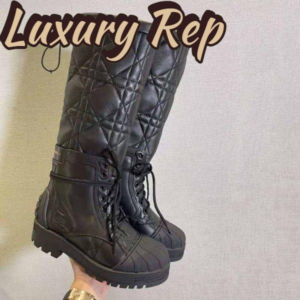Replica Dior Women Dioriron Boot Black Quilted Cannage Calfskin 3