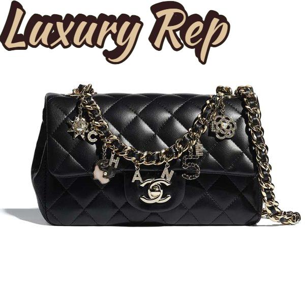 Replica Chanel Women Flap Bag Lambskin Gold-Tone Metal Black