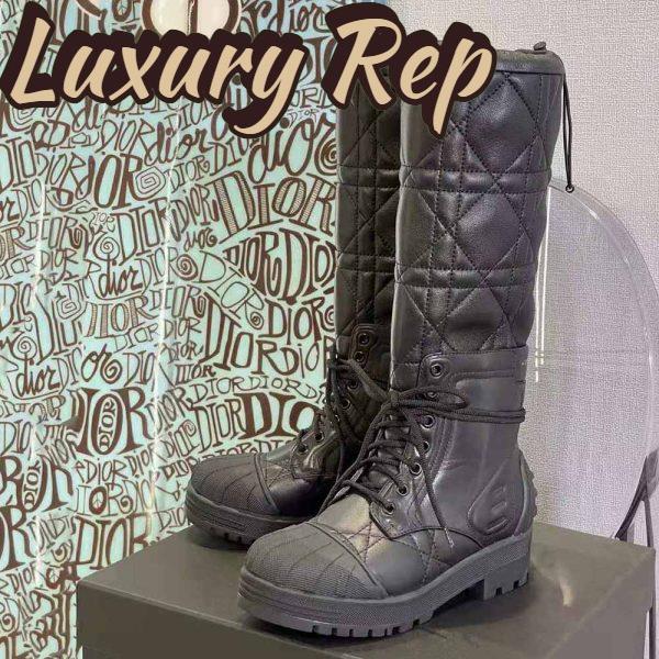 Replica Dior Women Dioriron Boot Black Quilted Cannage Calfskin 5