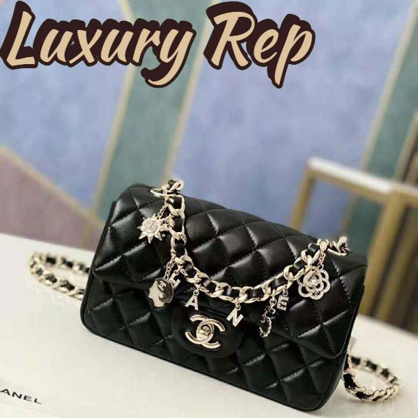 Replica Chanel Women Flap Bag Lambskin Gold-Tone Metal Black 2