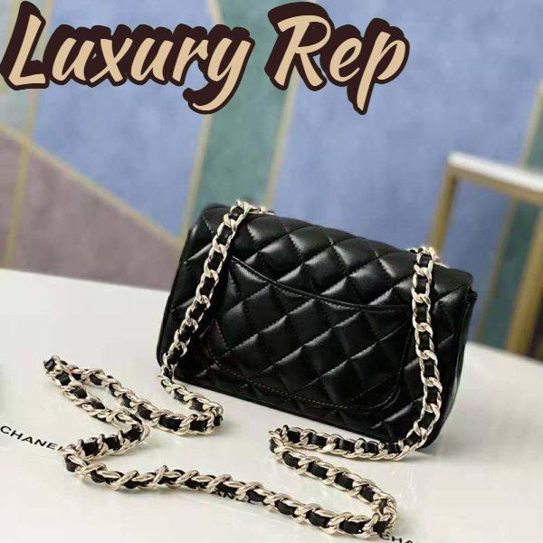 Replica Chanel Women Flap Bag Lambskin Gold-Tone Metal Black 3
