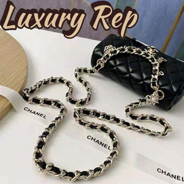 Replica Chanel Women Flap Bag Lambskin Gold-Tone Metal Black 7