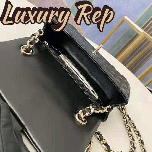Replica Chanel Women Flap Bag Lambskin Gold-Tone Metal Black 8