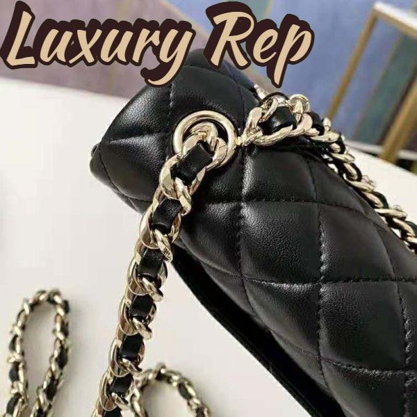 Replica Chanel Women Flap Bag Lambskin Gold-Tone Metal Black 9