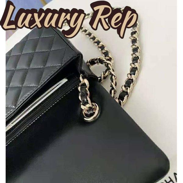 Replica Chanel Women Flap Bag Lambskin Gold-Tone Metal Black 10