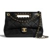 Replica Chanel Women Flap Bag Lambskin Gold-Tone Metal Black 11