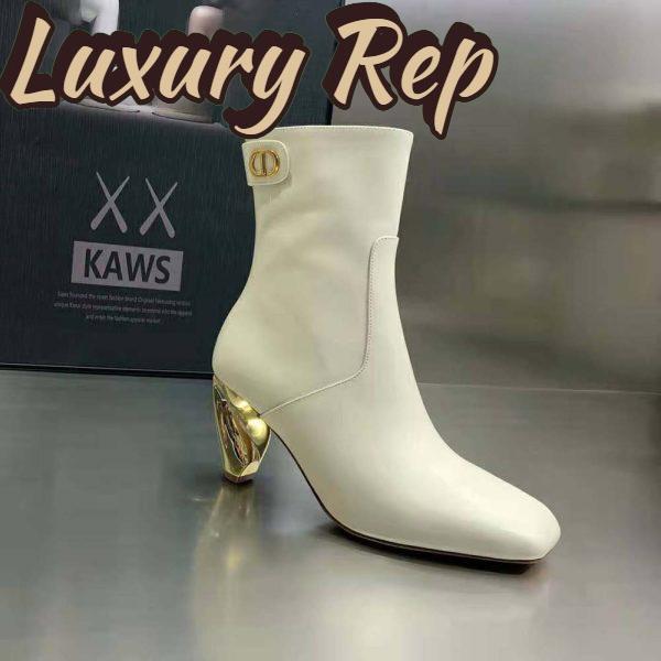 Replica Dior Women Rhodes Heeled Ankle Boot White Supple Calfskin 3