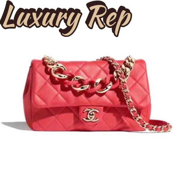 Replica Chanel Women Flap Bag Lambskin Resin & Gold-Tone Metal-Red