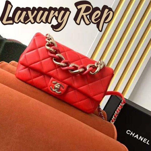 Replica Chanel Women Flap Bag Lambskin Resin & Gold-Tone Metal-Red 3