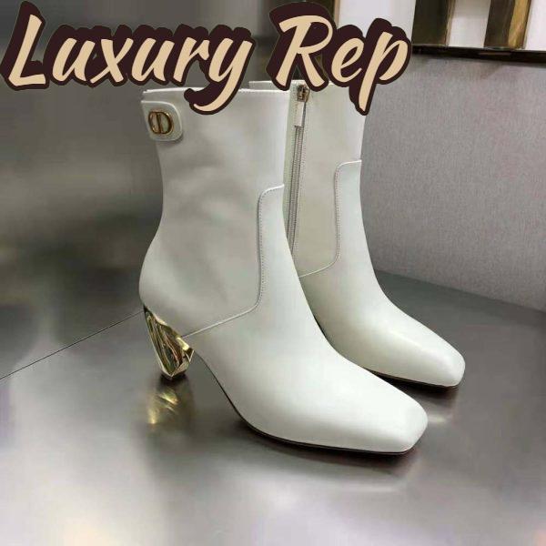 Replica Dior Women Rhodes Heeled Ankle Boot White Supple Calfskin 7