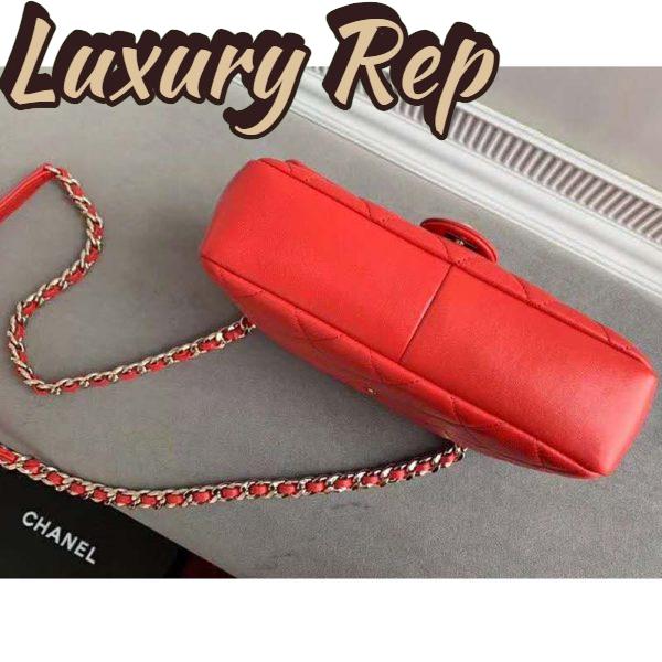 Replica Chanel Women Flap Bag Lambskin Resin & Gold-Tone Metal-Red 6