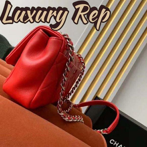 Replica Chanel Women Flap Bag Lambskin Resin & Gold-Tone Metal-Red 7