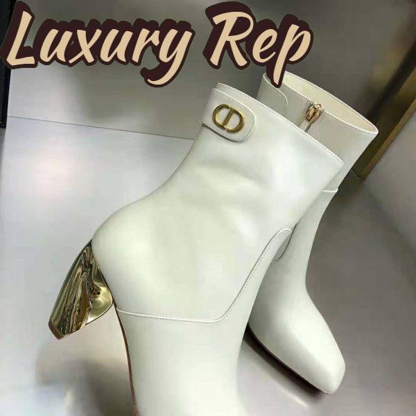 Replica Dior Women Rhodes Heeled Ankle Boot White Supple Calfskin 8