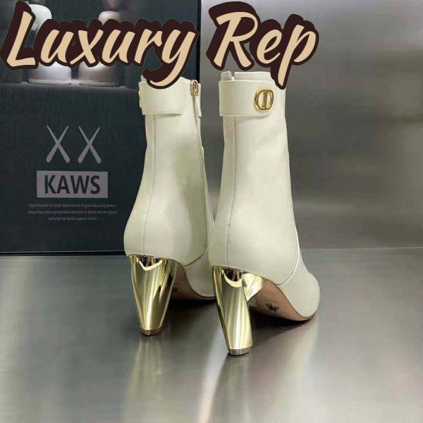 Replica Dior Women Rhodes Heeled Ankle Boot White Supple Calfskin 9