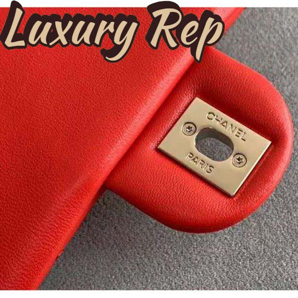 Replica Chanel Women Flap Bag Lambskin Resin & Gold-Tone Metal-Red 9