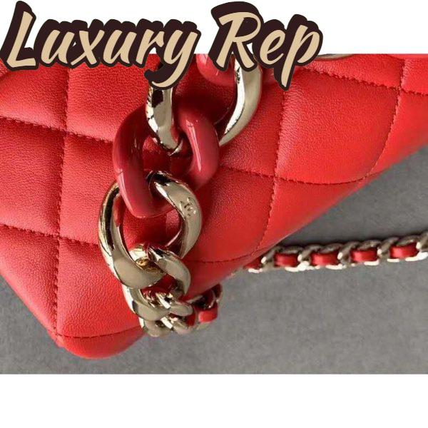 Replica Chanel Women Flap Bag Lambskin Resin & Gold-Tone Metal-Red 10