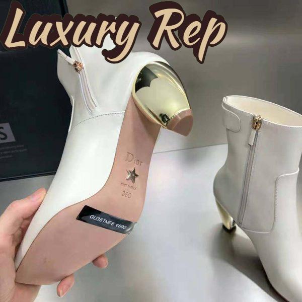 Replica Dior Women Rhodes Heeled Ankle Boot White Supple Calfskin 11