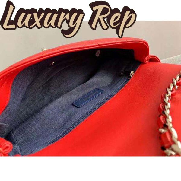 Replica Chanel Women Flap Bag Lambskin Resin & Gold-Tone Metal-Red 12