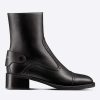 Replica Dior Women Shoes CD D-Folk Heeled Boot Black Perforated Calfskin 4.5 Cm Heel 16