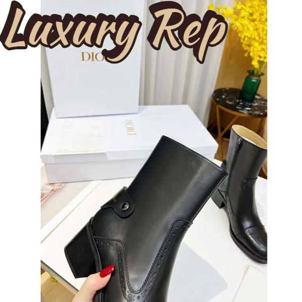 Replica Dior Women Shoes CD D-Folk Heeled Ankle Boot Black Perforated Calfskin 4.5 Cm Heel 10