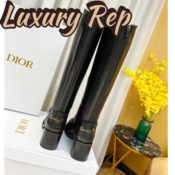 Replica Dior Women Shoes CD D-Folk Heeled Boot Black Perforated Calfskin 4.5 Cm Heel 6